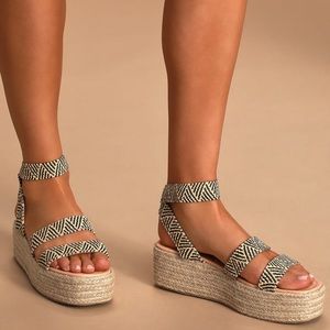 Rayney Black and Tan Espadrille Flatform Sandals